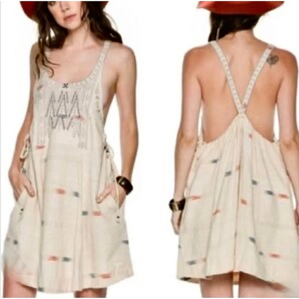 Free People Womens Sz Sm Tea Combo 100% Cotton Jumper Dress OB396810 2016 $168 - Picture 3 of 13
